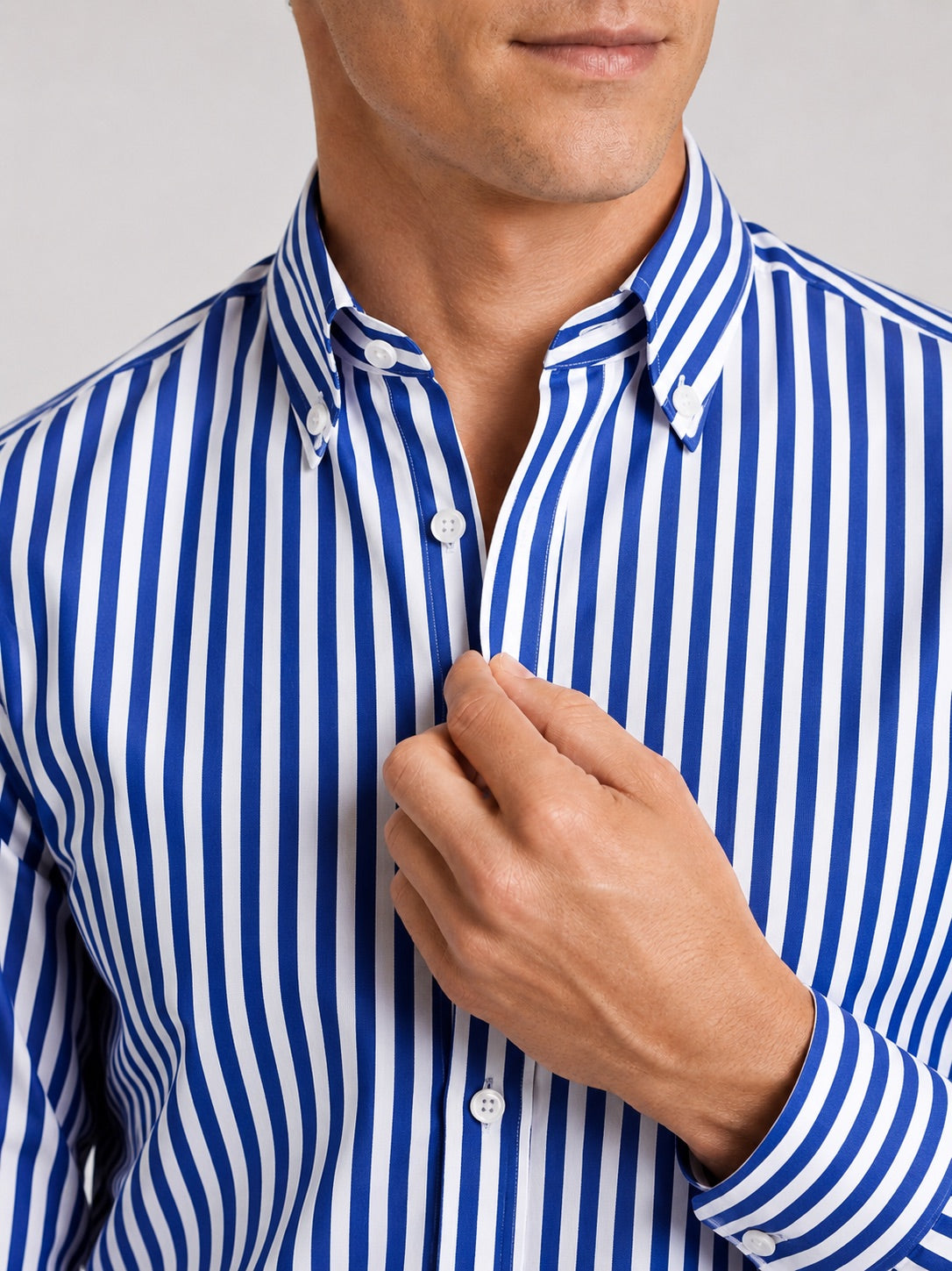 Men’s Striped Button-Down Long Sleeve Shirt Slim Fit Autumn Business Casual Dress Shirt for Office and Everyday Wear