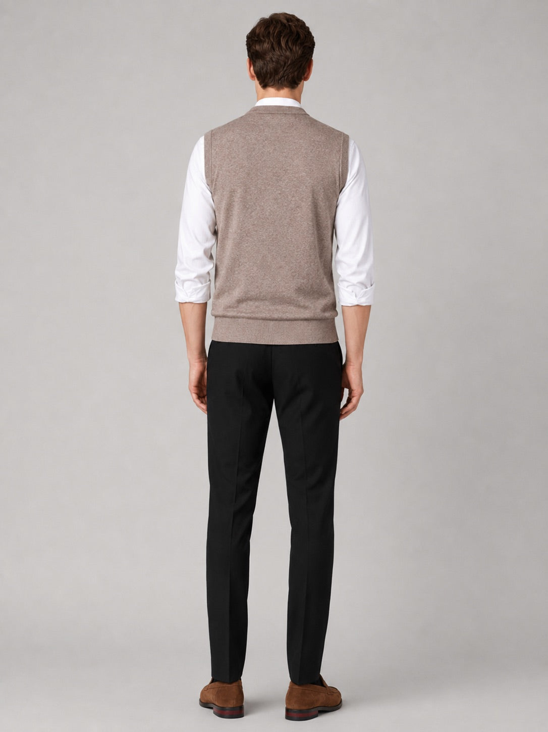 Men’s Sleeveless Jumper V-Neck Solid Colour Knit Autumn Winter Layer for Business Casual and Everyday Wear