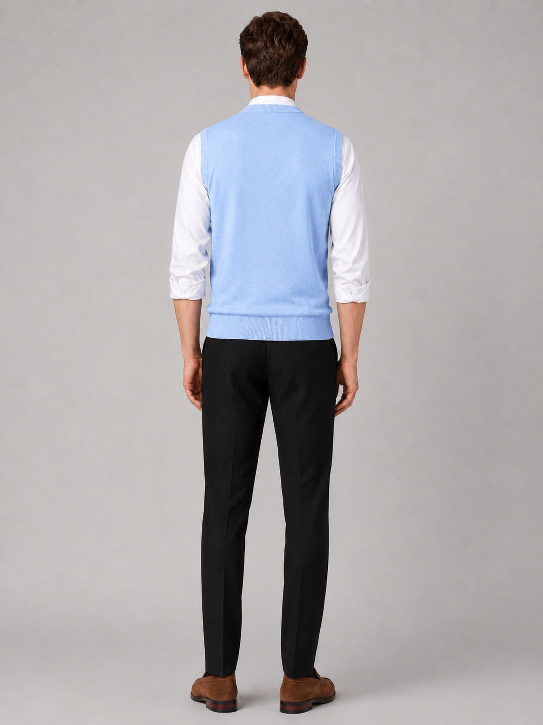 Men’s Sleeveless Jumper V-Neck Solid Colour Knit Autumn Winter Layer for Business Casual and Everyday Wear