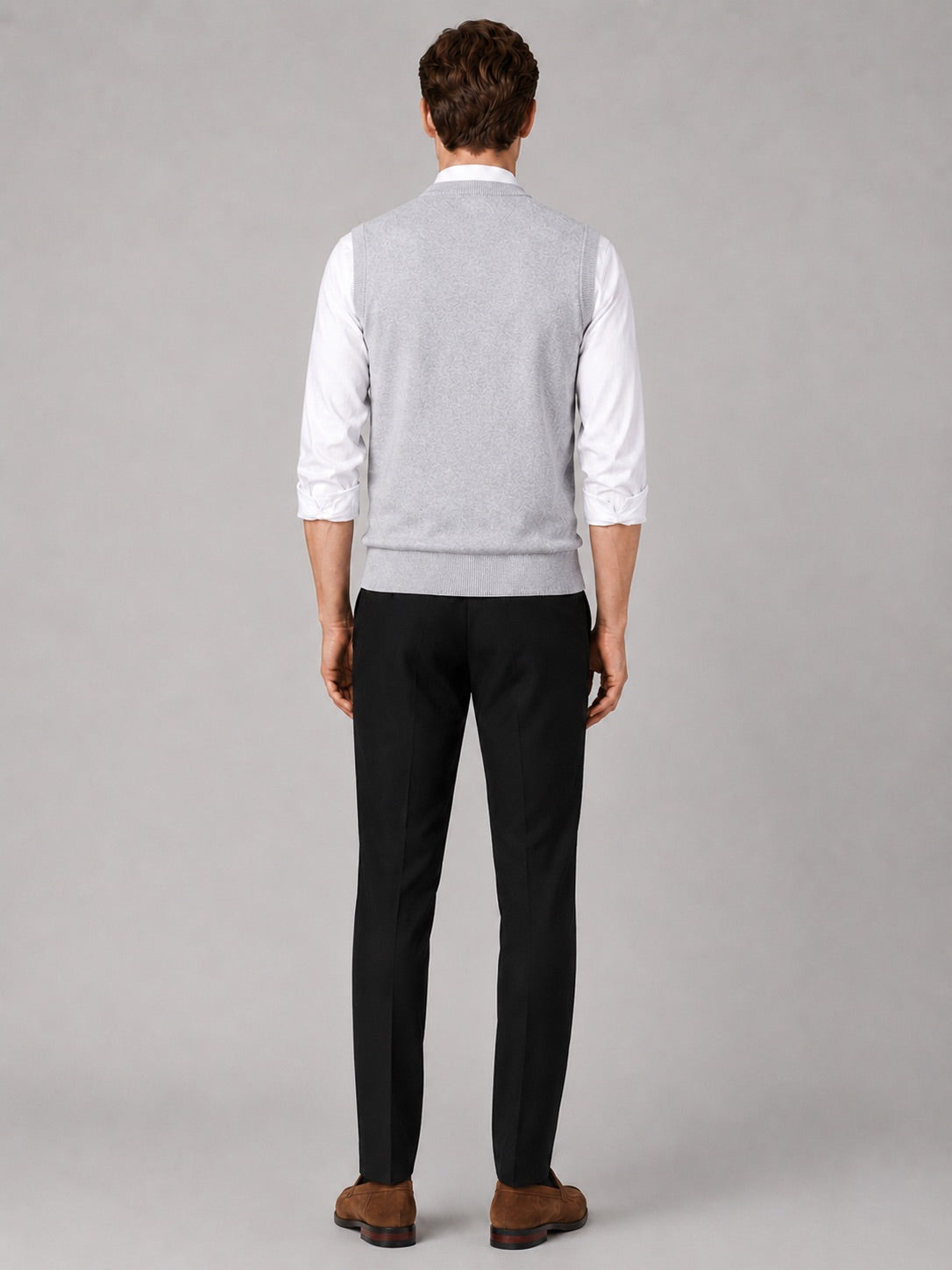 Men’s Sleeveless Jumper V-Neck Solid Colour Knit Autumn Winter Layer for Business Casual and Everyday Wear