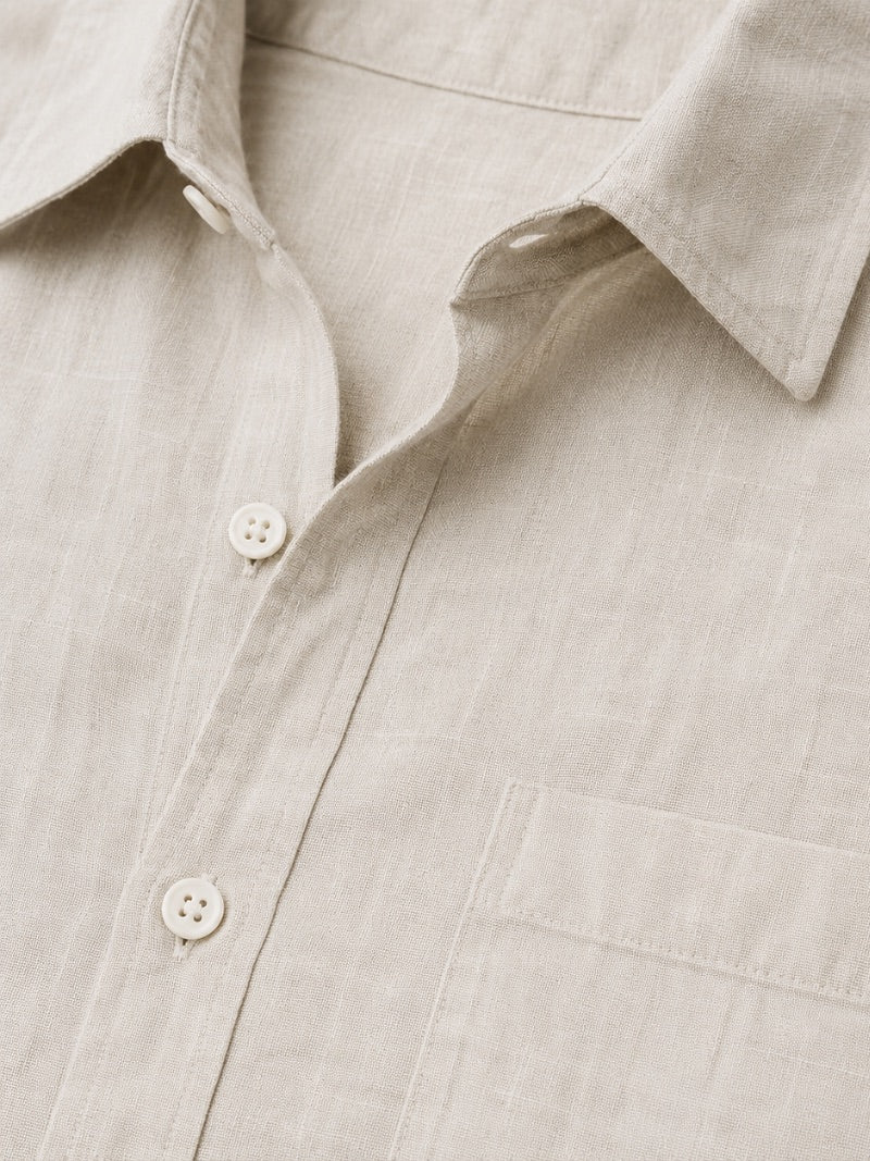 Men’s Linen Short Sleeve Shirt Lightweight Breathable Summer Top for Coastal Casual and Quiet Luxury Style