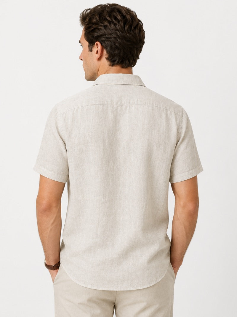Men’s Linen Short Sleeve Shirt Lightweight Breathable Summer Top for Coastal Casual and Quiet Luxury Style