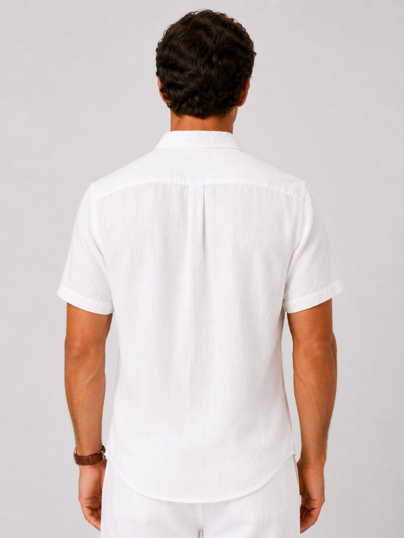 Men’s Linen Short Sleeve Shirt Lightweight Breathable Summer Top for Coastal Casual and Quiet Luxury Style