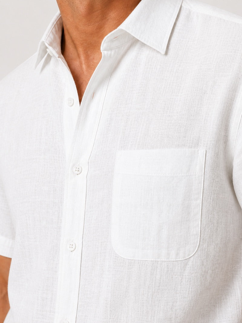 Men’s Linen Short Sleeve Shirt Lightweight Breathable Summer Top for Coastal Casual and Quiet Luxury Style