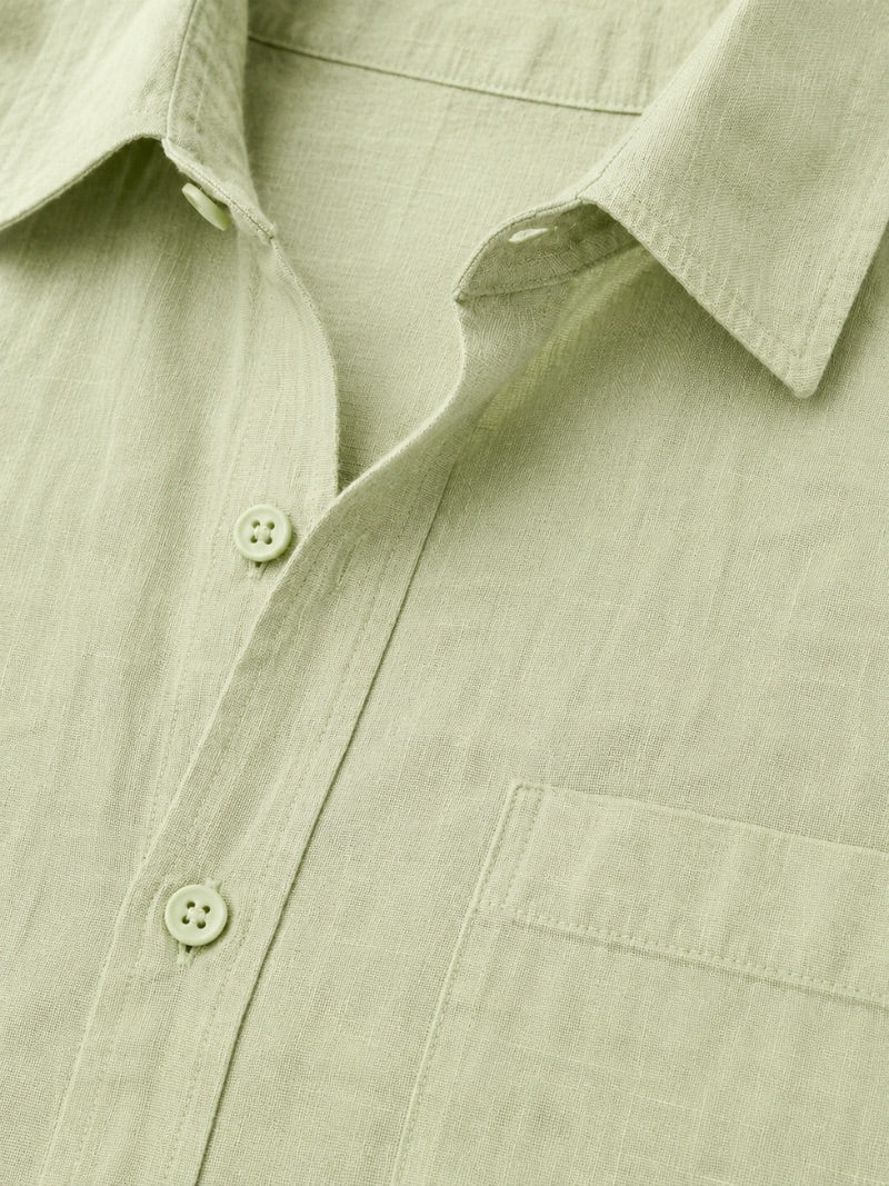 Men’s Linen Short Sleeve Shirt Lightweight Breathable Summer Top for Coastal Casual and Quiet Luxury Style