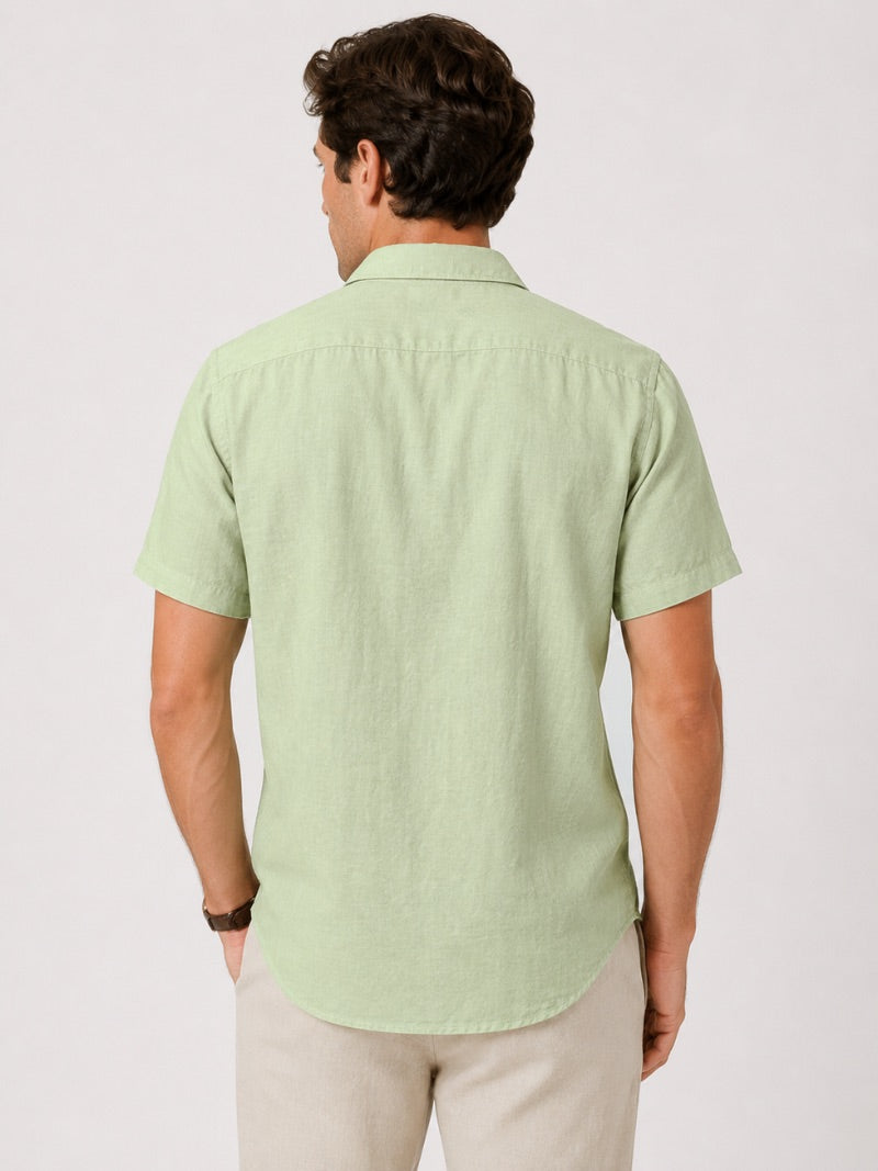 Men’s Linen Short Sleeve Shirt Lightweight Breathable Summer Top for Coastal Casual and Quiet Luxury Style
