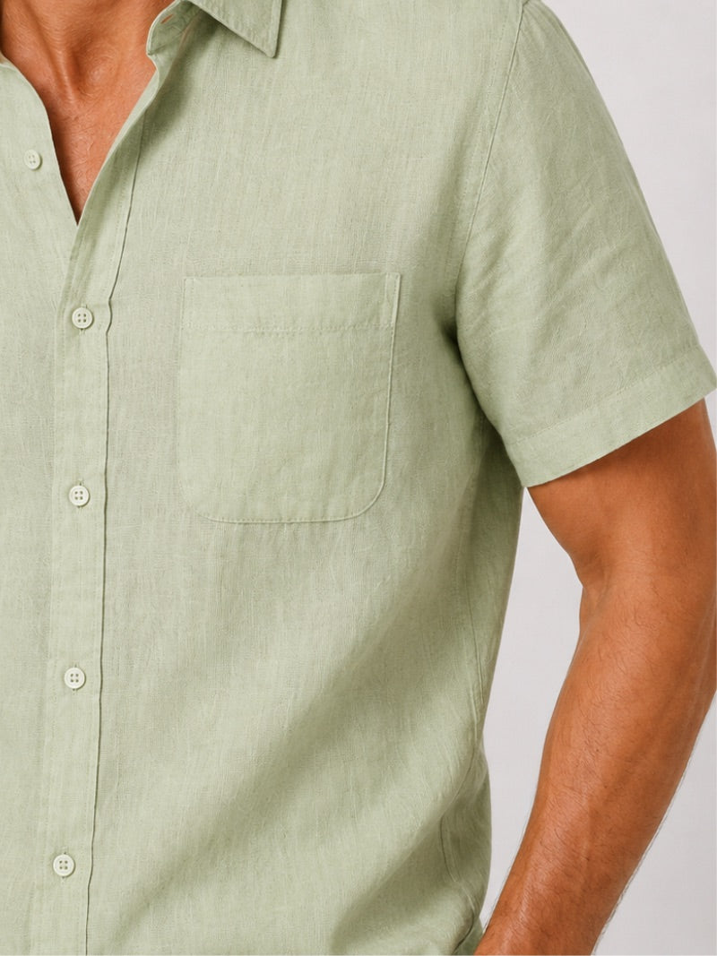 Men’s Linen Short Sleeve Shirt Lightweight Breathable Summer Top for Coastal Casual and Quiet Luxury Style
