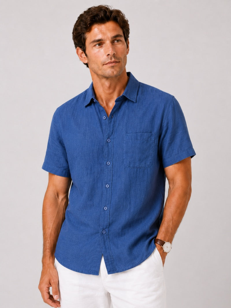 Men’s Linen Short Sleeve Shirt Lightweight Breathable Summer Top for Coastal Casual and Quiet Luxury Style