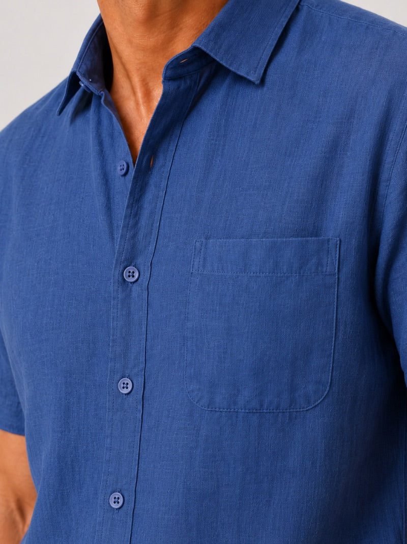 Men’s Linen Short Sleeve Shirt Lightweight Breathable Summer Top for Coastal Casual and Quiet Luxury Style