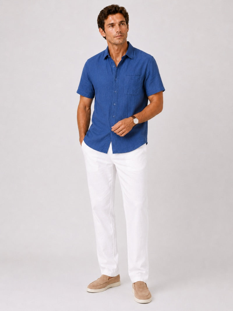 Men’s Linen Short Sleeve Shirt Lightweight Breathable Summer Top for Coastal Casual and Quiet Luxury Style