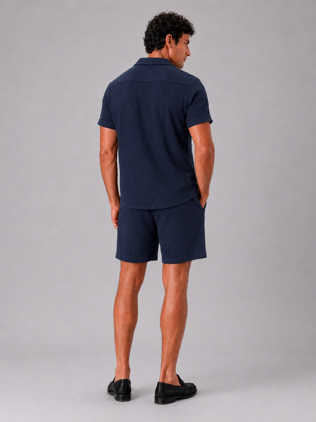 Men’s Jacquard Cotton Two-Piece Set Lightweight Breathable Summer Outfit for Vacation and Casual Wear