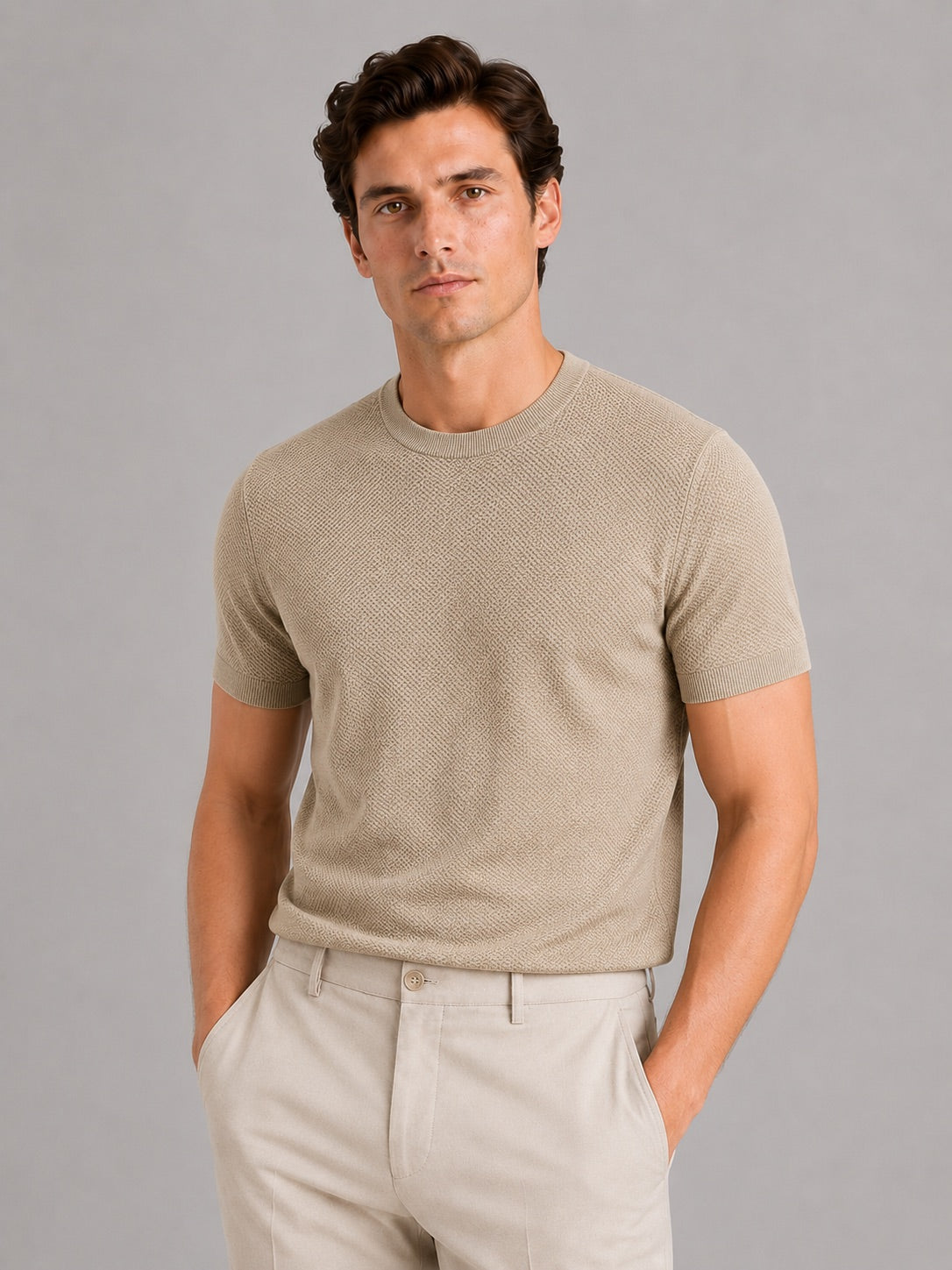 Men’s Knit Crew Neck T-Shirt Breathable Short Sleeve Lightweight Summer Top for Casual Everyday And Vacation Wear