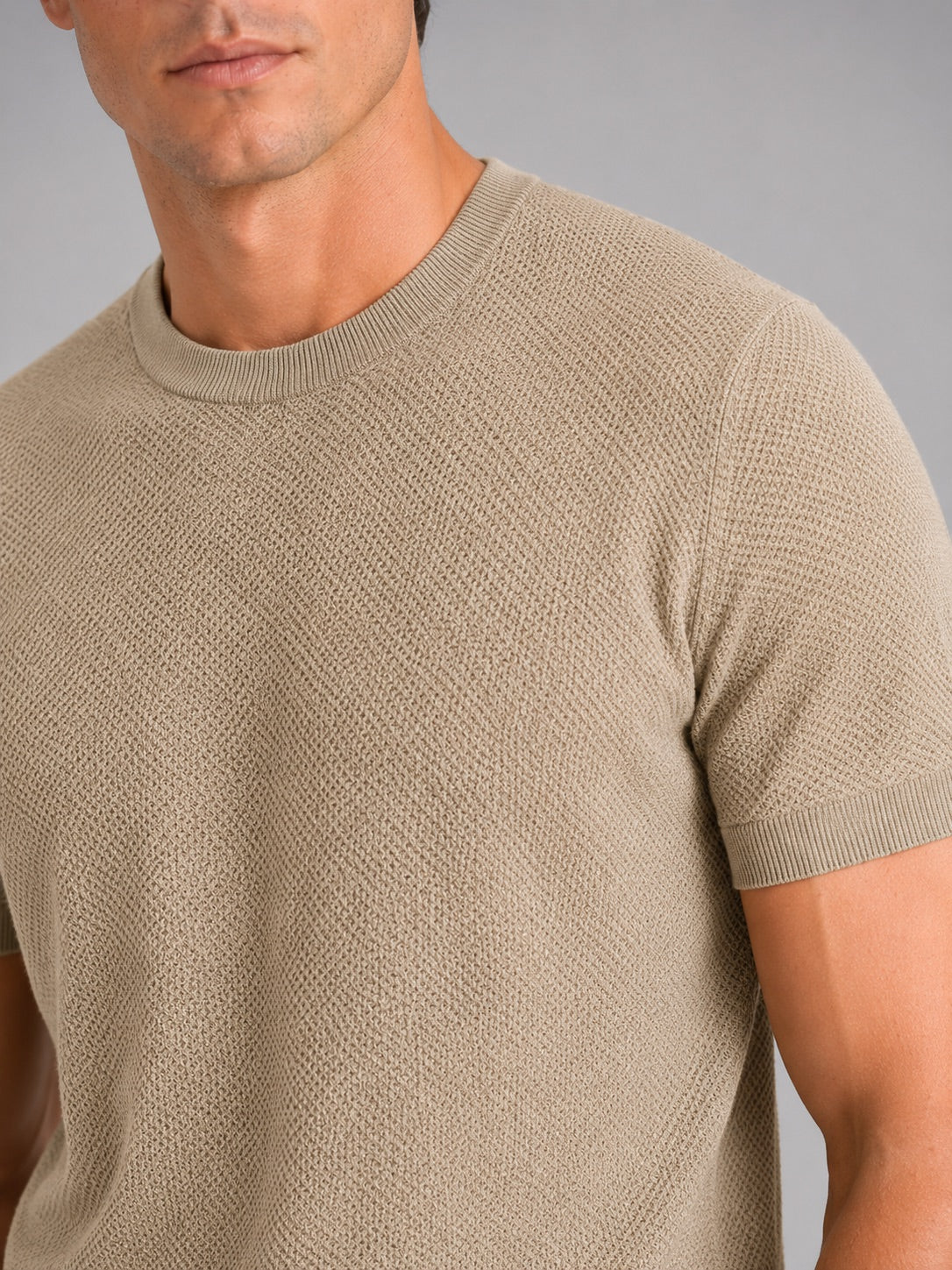 Men’s Knit Crew Neck T-Shirt Breathable Short Sleeve Lightweight Summer Top for Casual Everyday And Vacation Wear