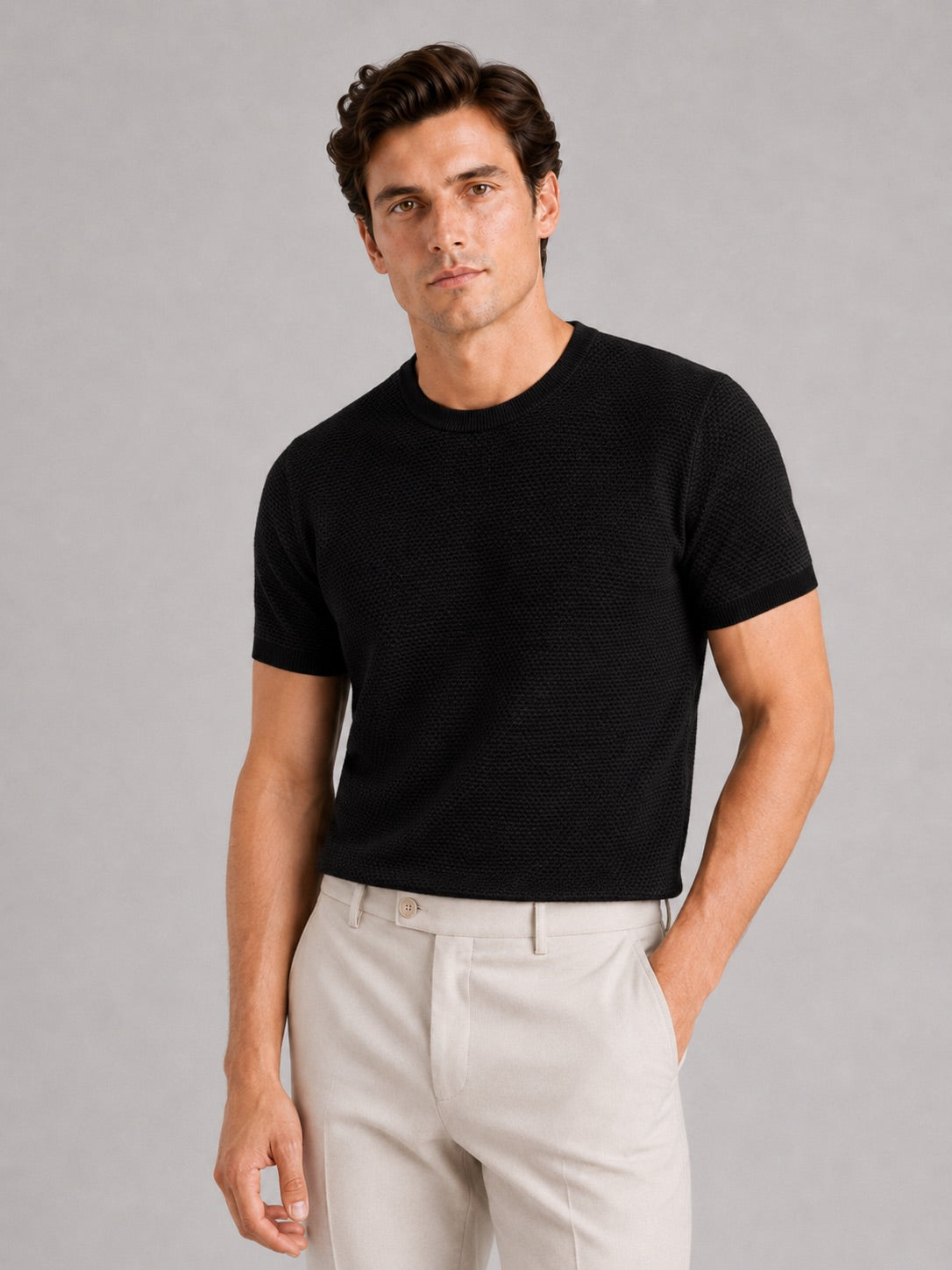 Men’s Knit Crew Neck T-Shirt Breathable Short Sleeve Lightweight Summer Top for Casual Everyday And Vacation Wear