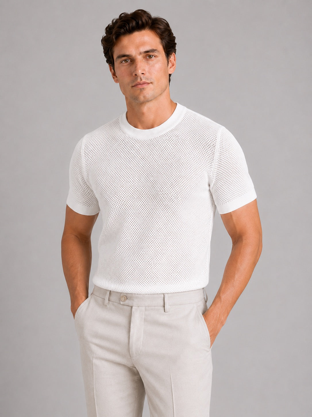 Men’s Knit Crew Neck T-Shirt Breathable Short Sleeve Lightweight Summer Top for Casual Everyday And Vacation Wear