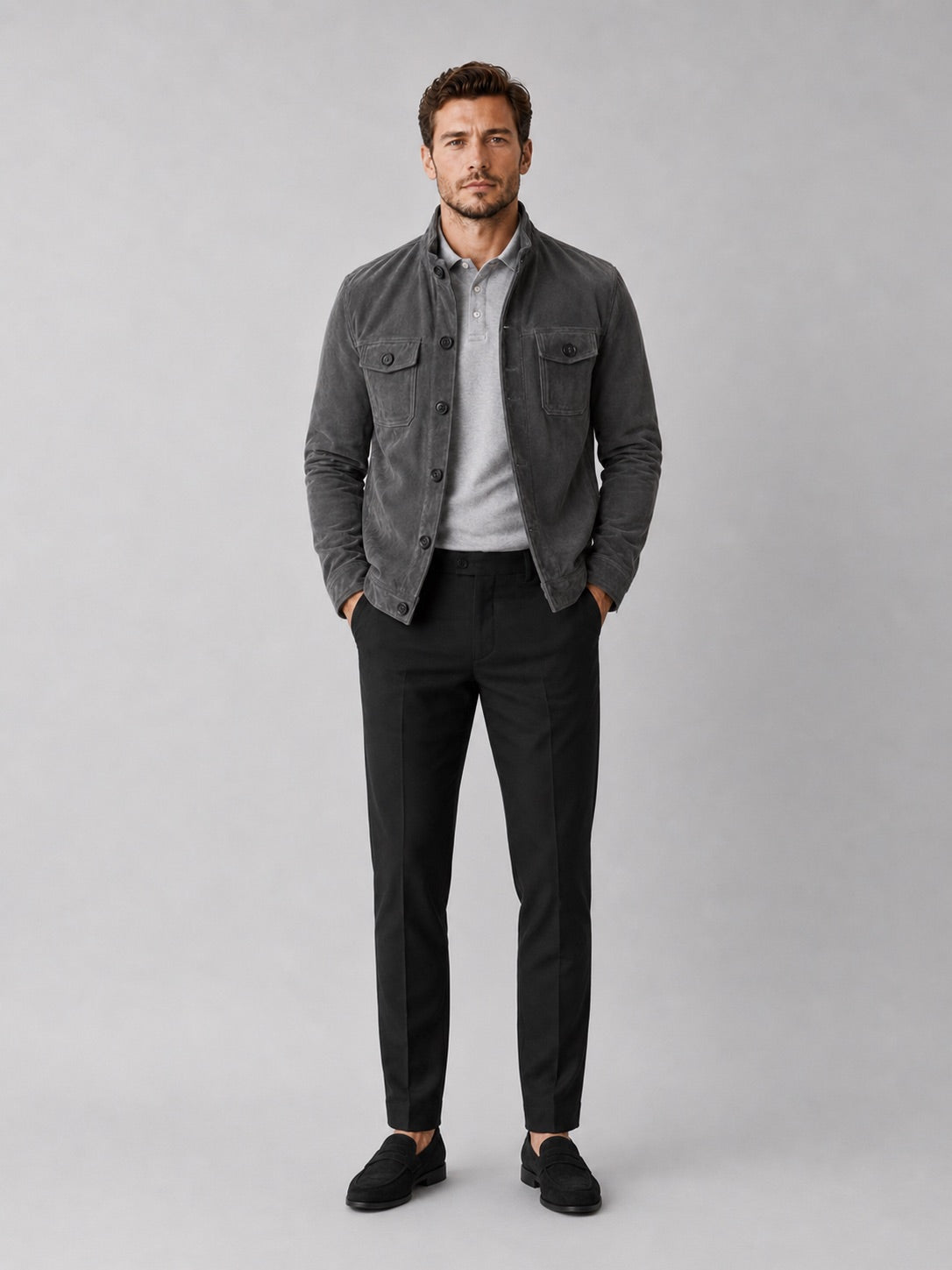 Men’s Suede Chore Jacket Soft Fabric Casual Outerwear Autumn Jacket for Daily Wear, Streetwear and Outdoor Use
