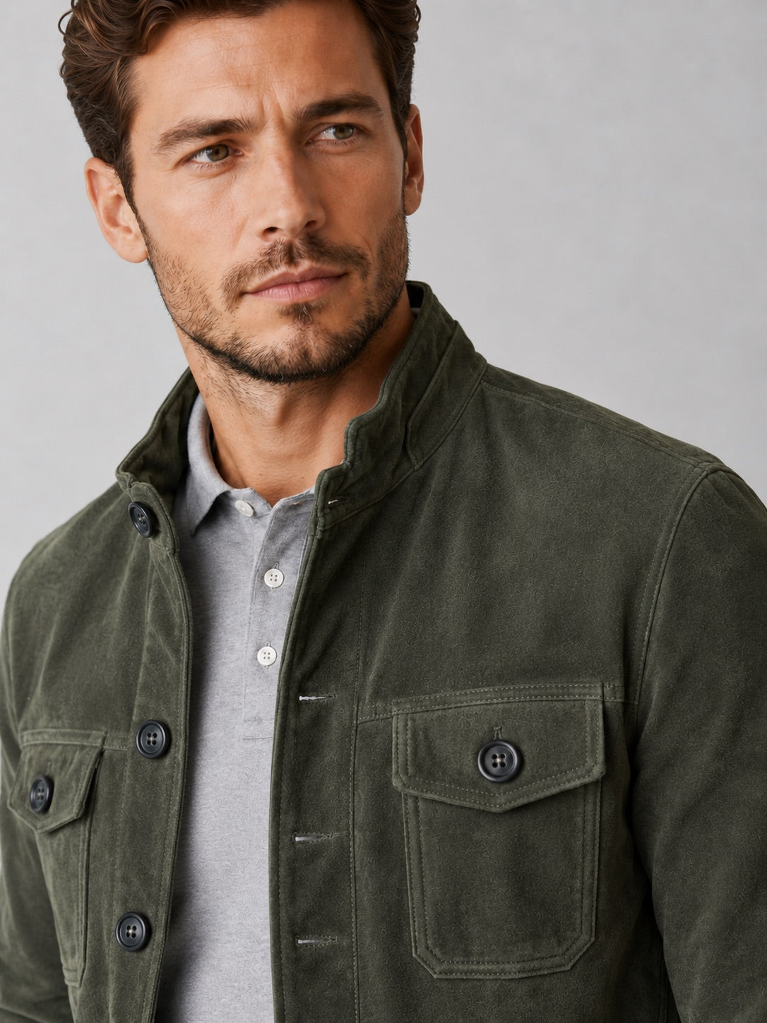Men’s Suede Chore Jacket Soft Fabric Casual Outerwear Autumn Jacket for Daily Wear, Streetwear and Outdoor Use