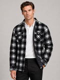 Men’s Quilted Jacket Check Flannel Lined Casual Winter Autumn Jacket for Outdoor and Everyday Wear