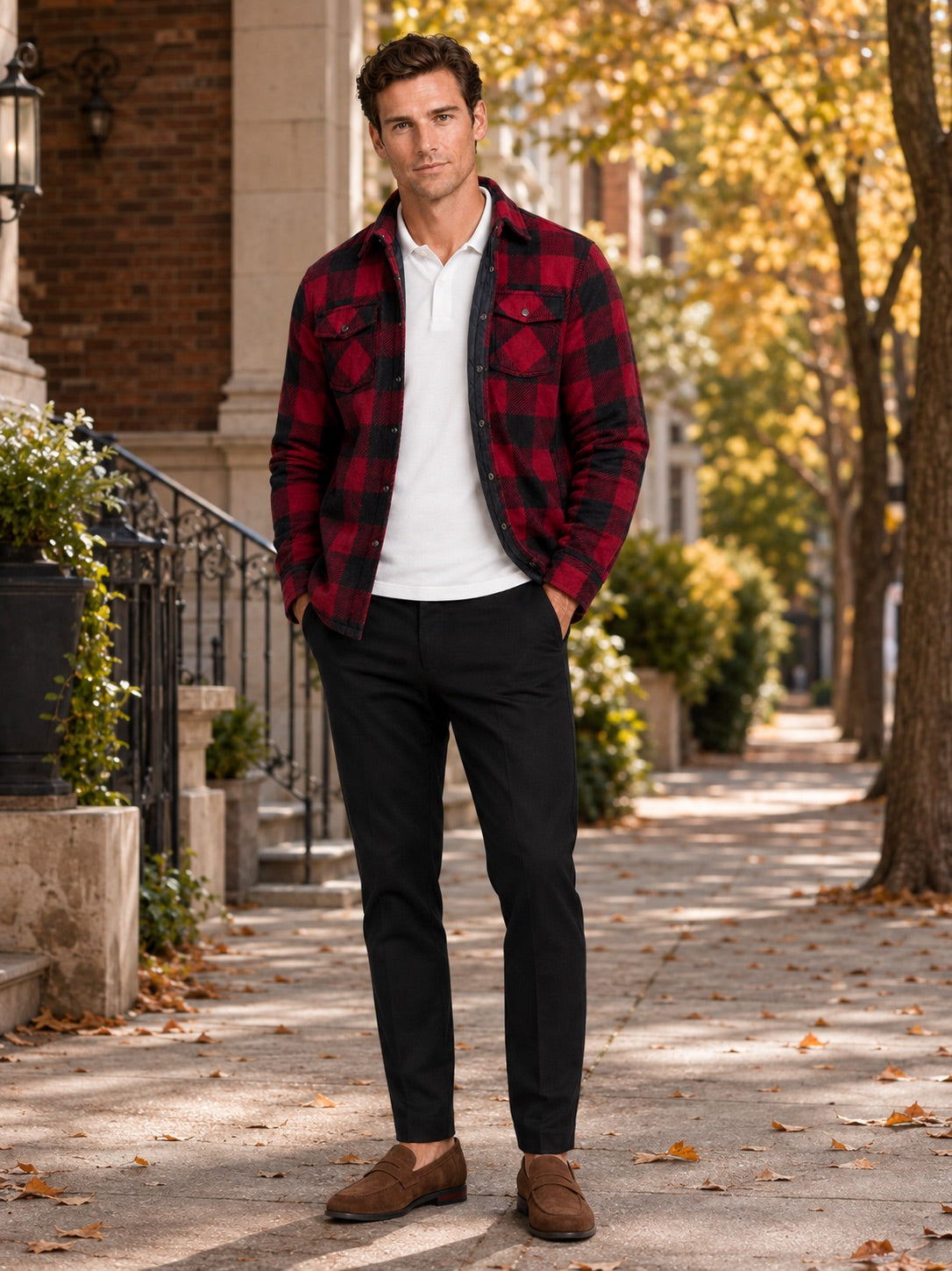 Men’s Quilted Jacket Check Flannel Lined Casual Winter Autumn Jacket for Outdoor and Everyday Wear