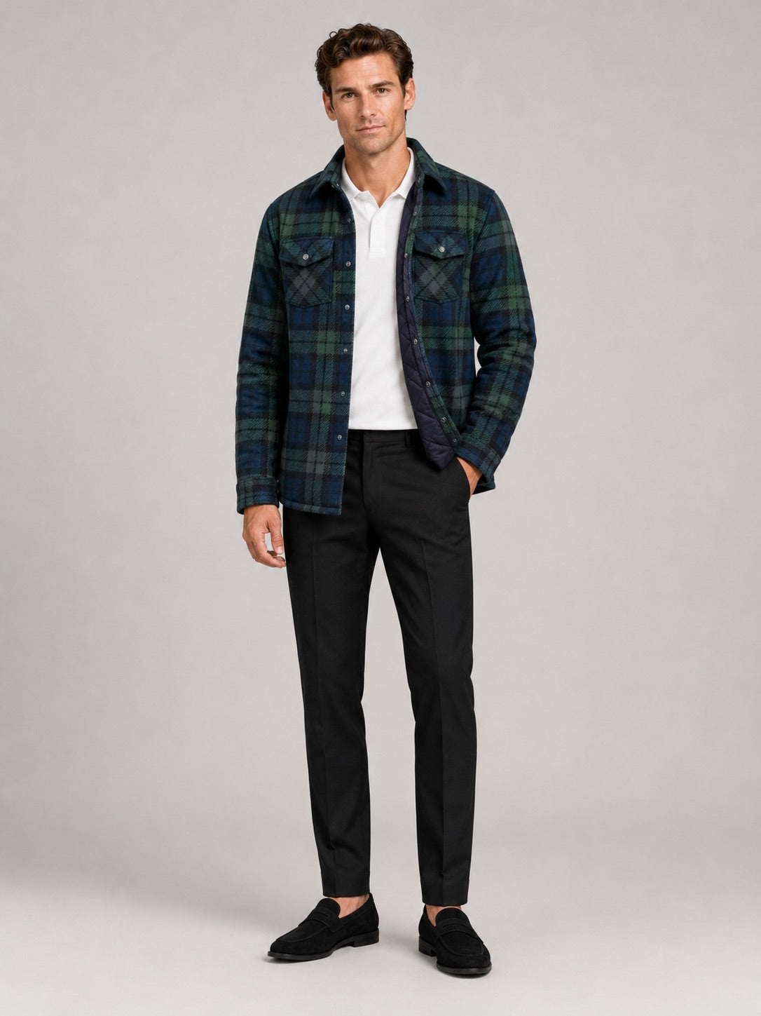 Men’s Quilted Jacket Check Flannel Lined Casual Winter Autumn Jacket for Outdoor and Everyday Wear