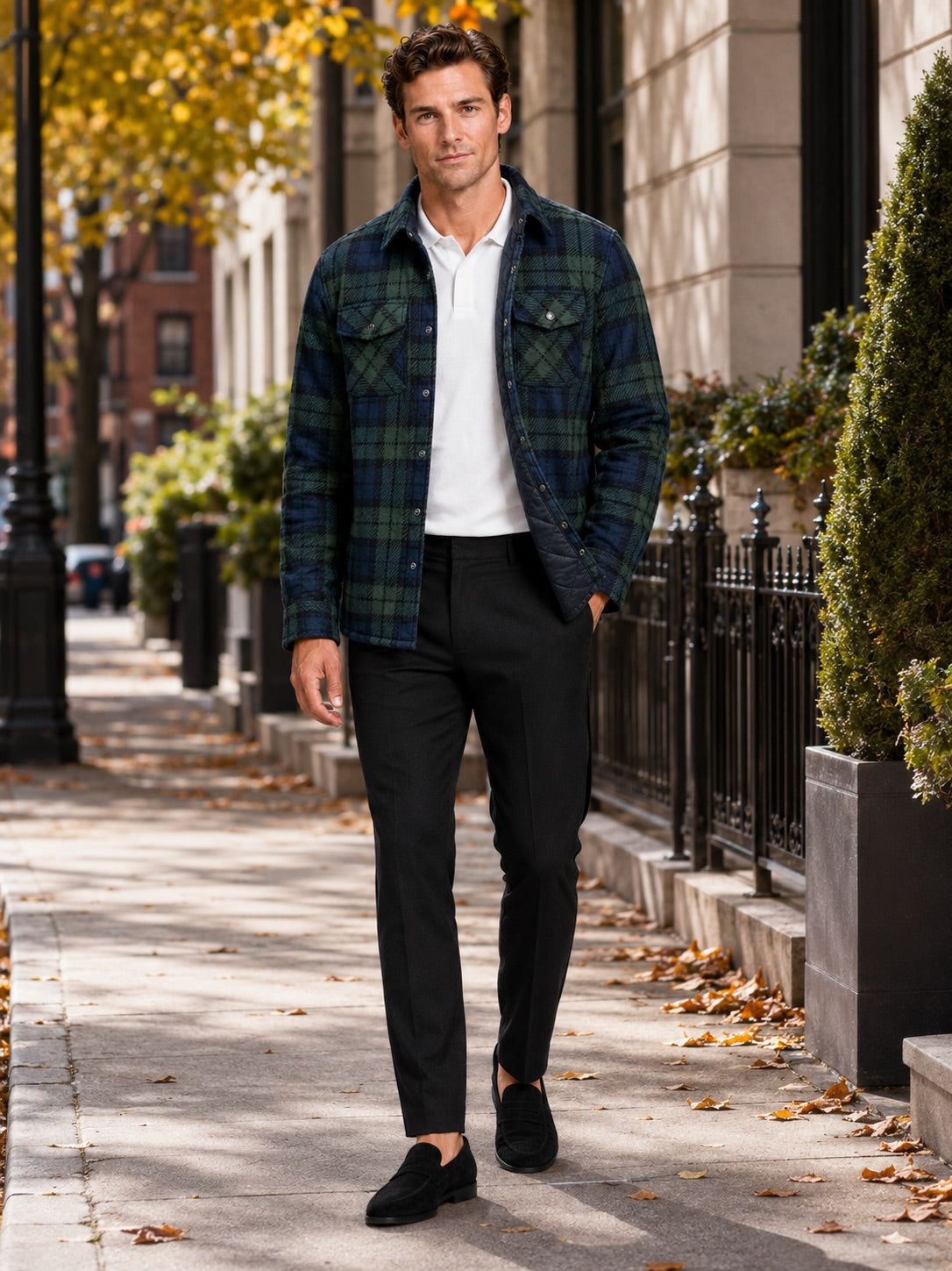 Men’s Quilted Jacket Check Flannel Lined Casual Winter Autumn Jacket for Outdoor and Everyday Wear