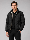 Men’s Quilted Jacket Stand Collar Windproof Warm Winter Autumn Jacket for Outdoor and Everyday Wear