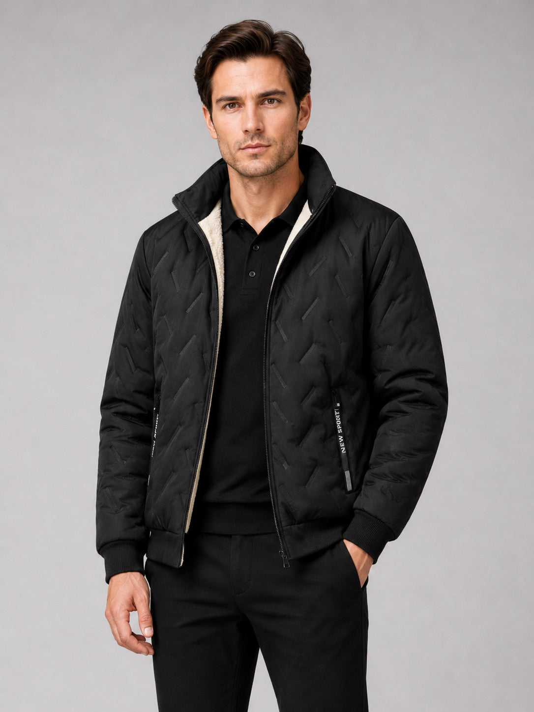 Men’s Quilted Jacket Stand Collar Windproof Warm Winter Autumn Jacket for Outdoor and Everyday Wear