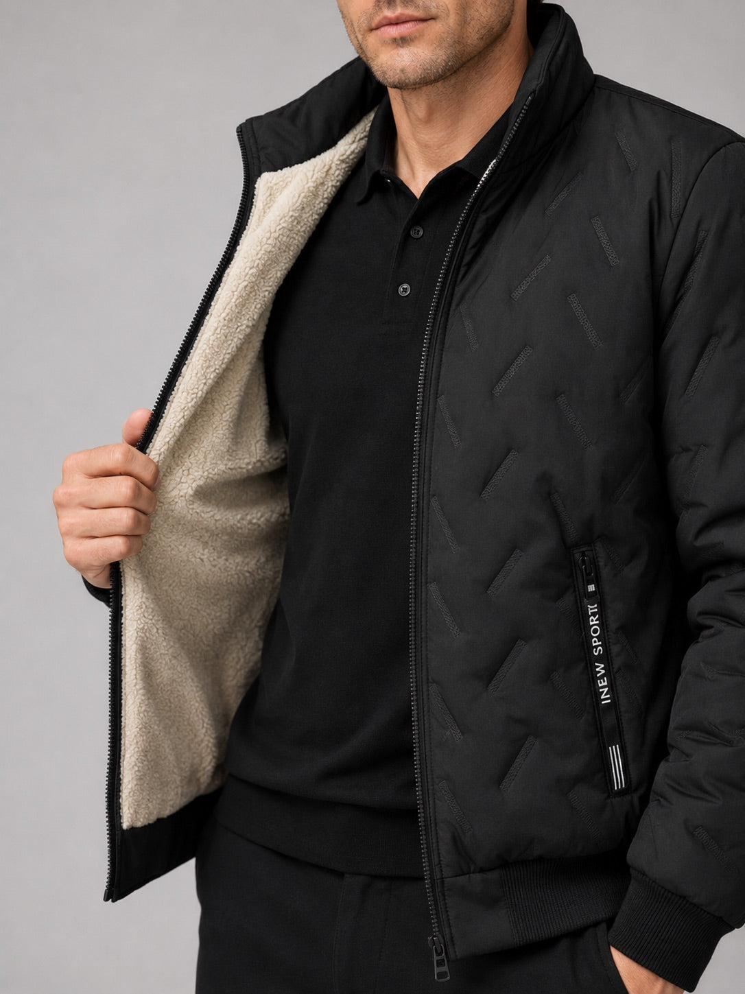 Men’s Quilted Jacket Stand Collar Windproof Warm Winter Autumn Jacket for Outdoor and Everyday Wear