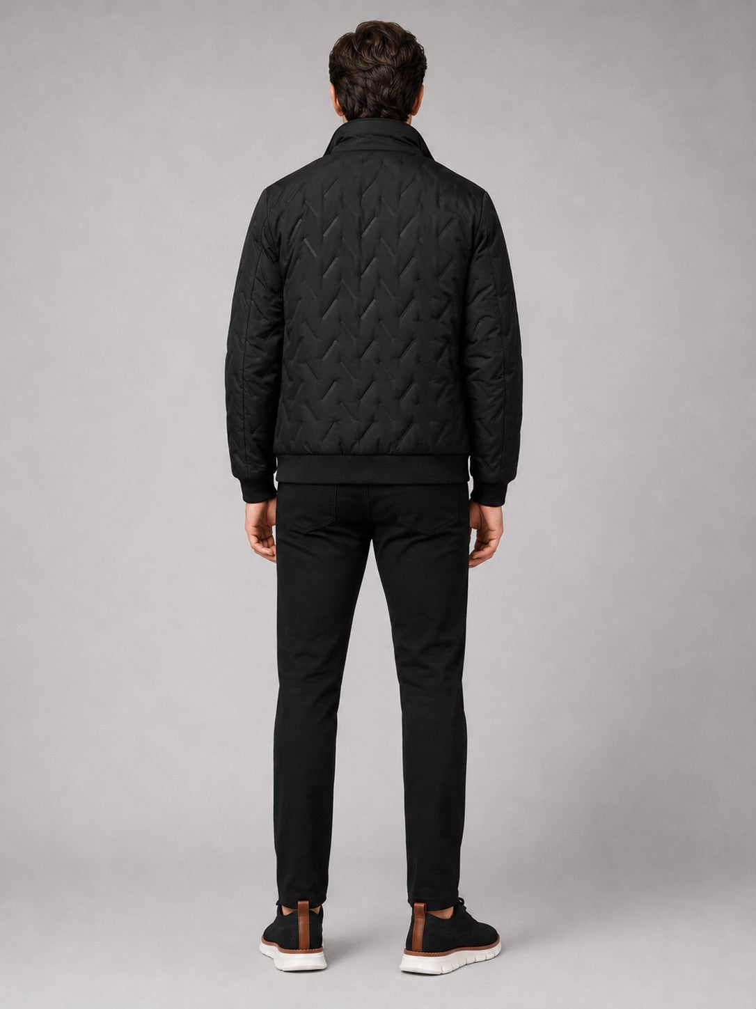 Men’s Quilted Jacket Stand Collar Windproof Warm Winter Autumn Jacket for Outdoor and Everyday Wear