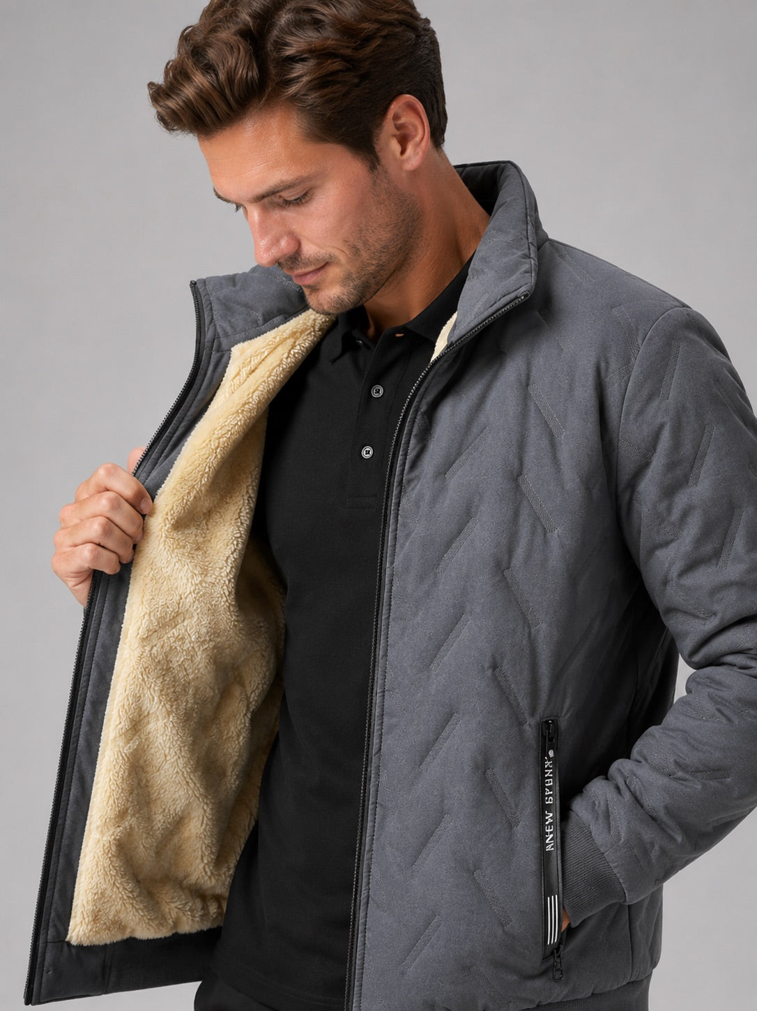 Men’s Quilted Jacket Stand Collar Windproof Warm Winter Autumn Jacket for Outdoor and Everyday Wear