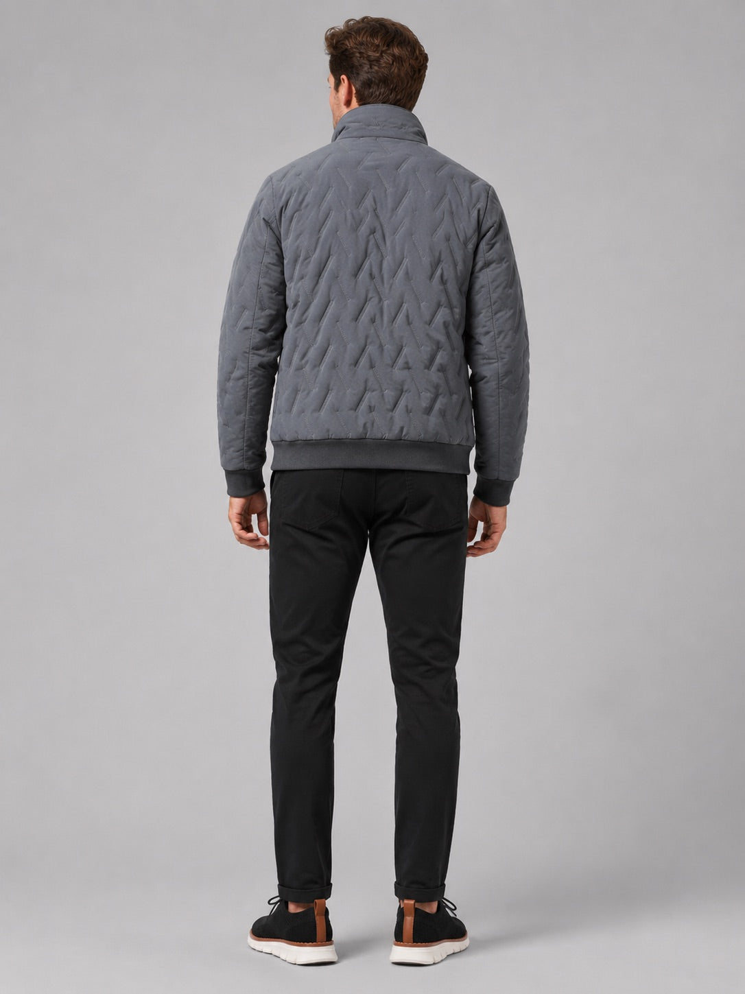 Men’s Quilted Jacket Stand Collar Windproof Warm Winter Autumn Jacket for Outdoor and Everyday Wear