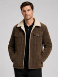 Men’s Corduroy Jacket Cotton Padded Warm Loose Fit Autumn Winter Casual Coat for Everyday and Outdoor Wear