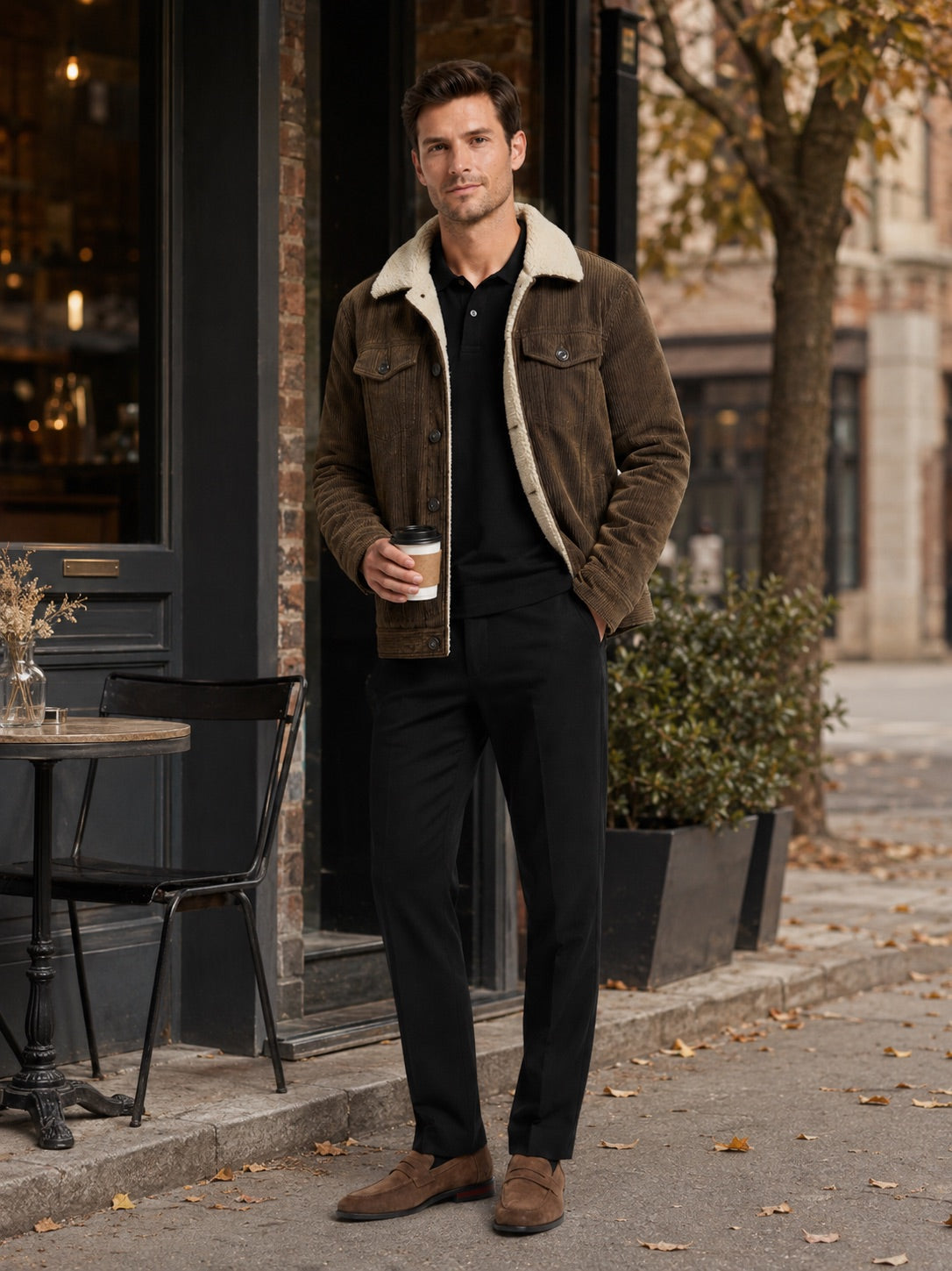 Men’s Corduroy Jacket Cotton Padded Warm Loose Fit Autumn Winter Casual Coat for Everyday and Outdoor Wear