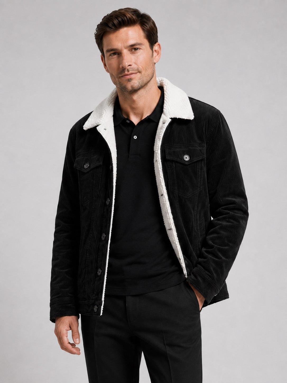 Men’s Corduroy Jacket Cotton Padded Warm Loose Fit Autumn Winter Casual Coat for Everyday and Outdoor Wear