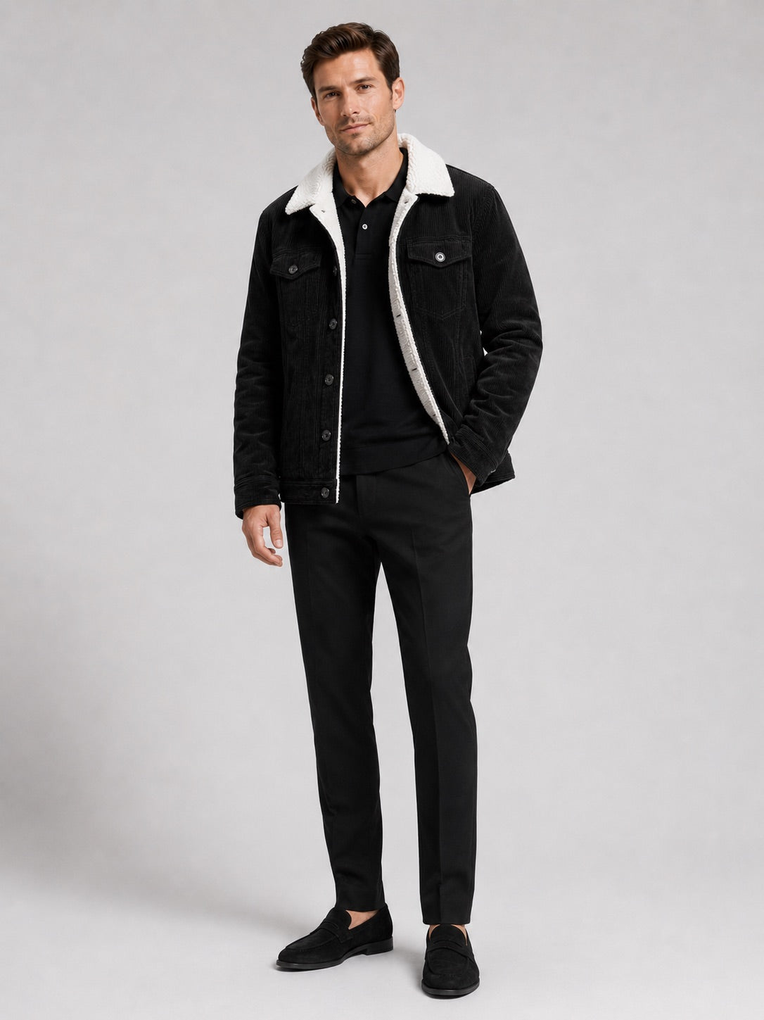 Men’s Corduroy Jacket Cotton Padded Warm Loose Fit Autumn Winter Casual Coat for Everyday and Outdoor Wear
