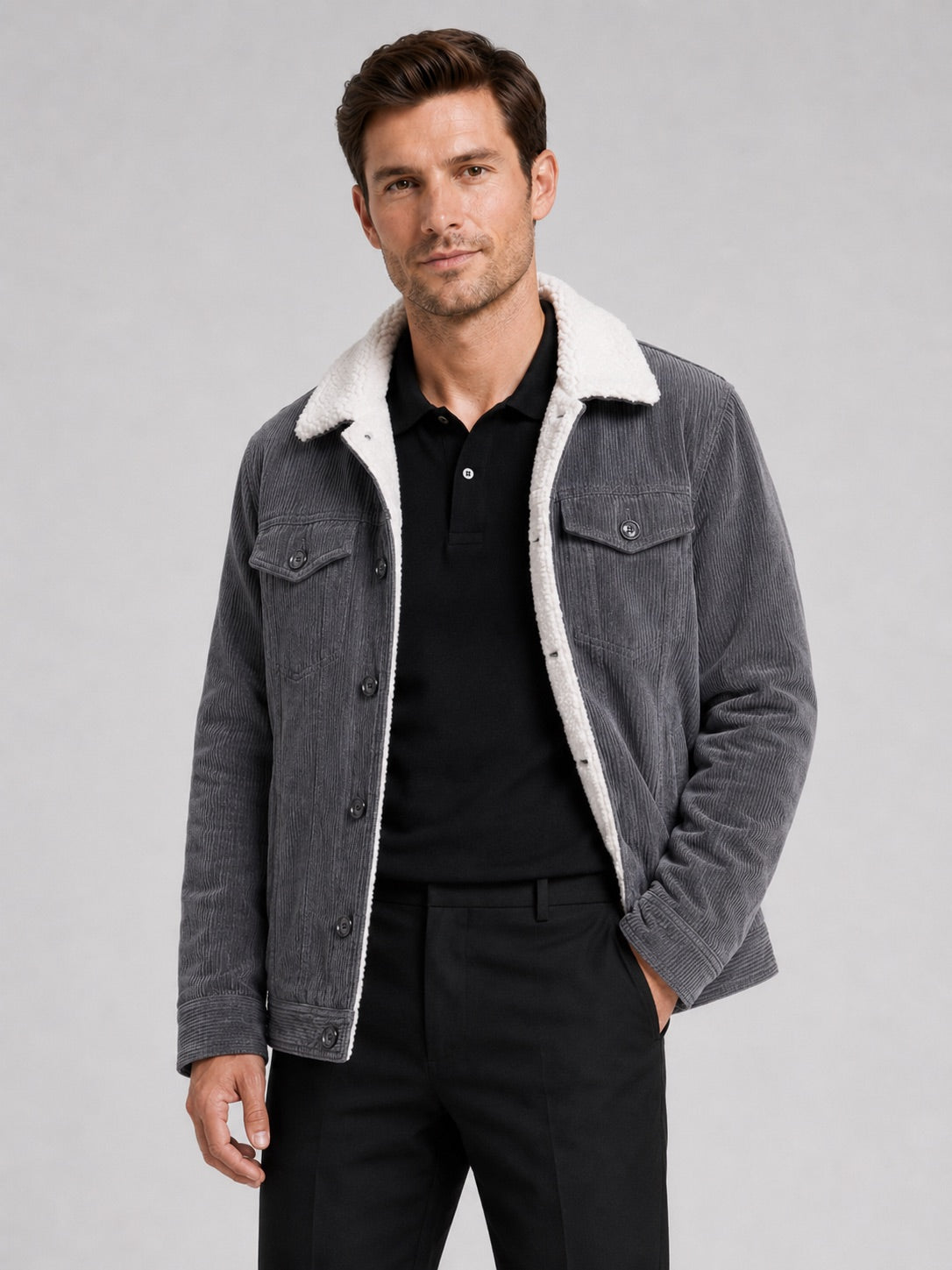 Men’s Corduroy Jacket Cotton Padded Warm Loose Fit Autumn Winter Casual Coat for Everyday and Outdoor Wear