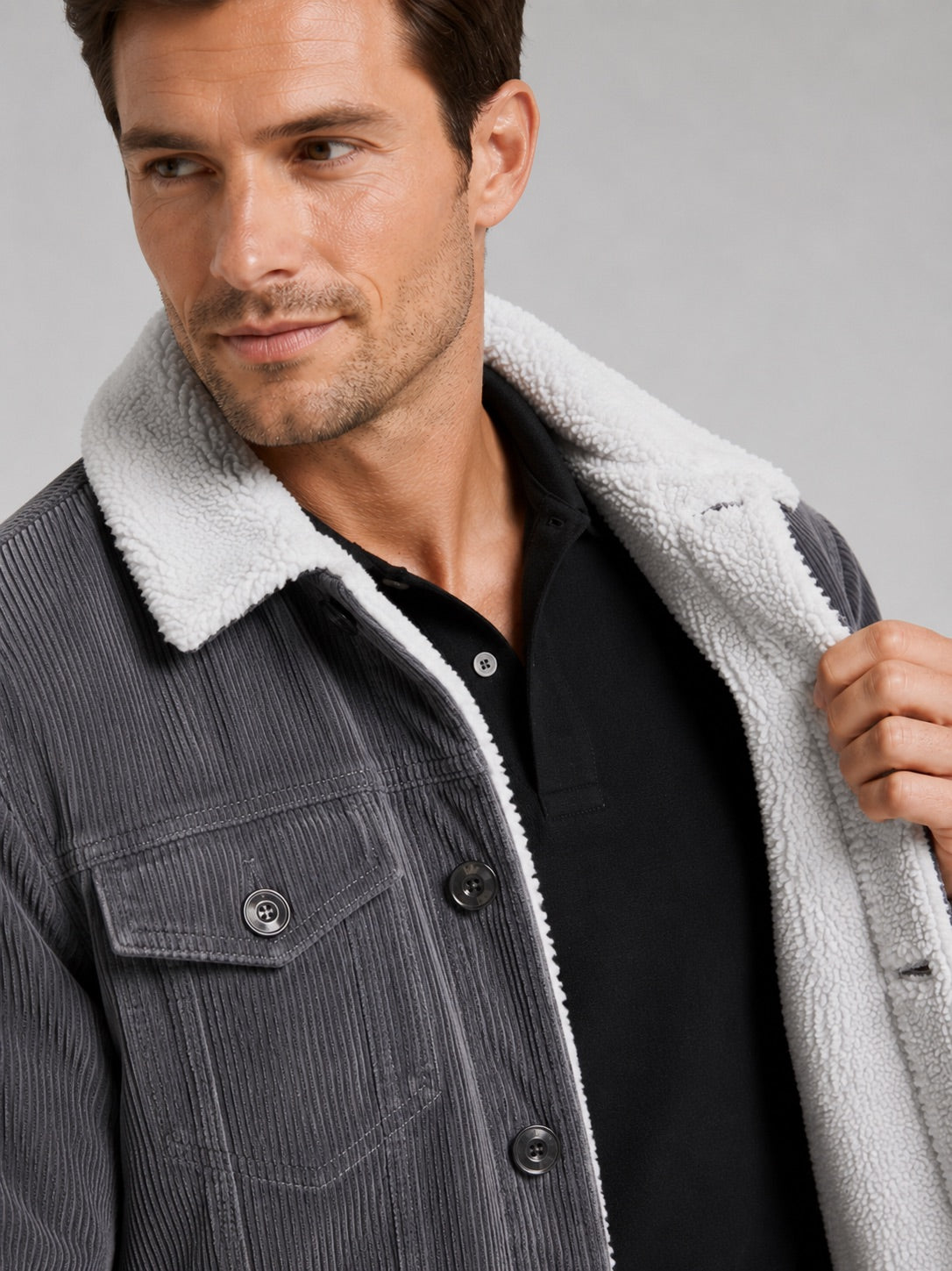 Men’s Corduroy Jacket Cotton Padded Warm Loose Fit Autumn Winter Casual Coat for Everyday and Outdoor Wear
