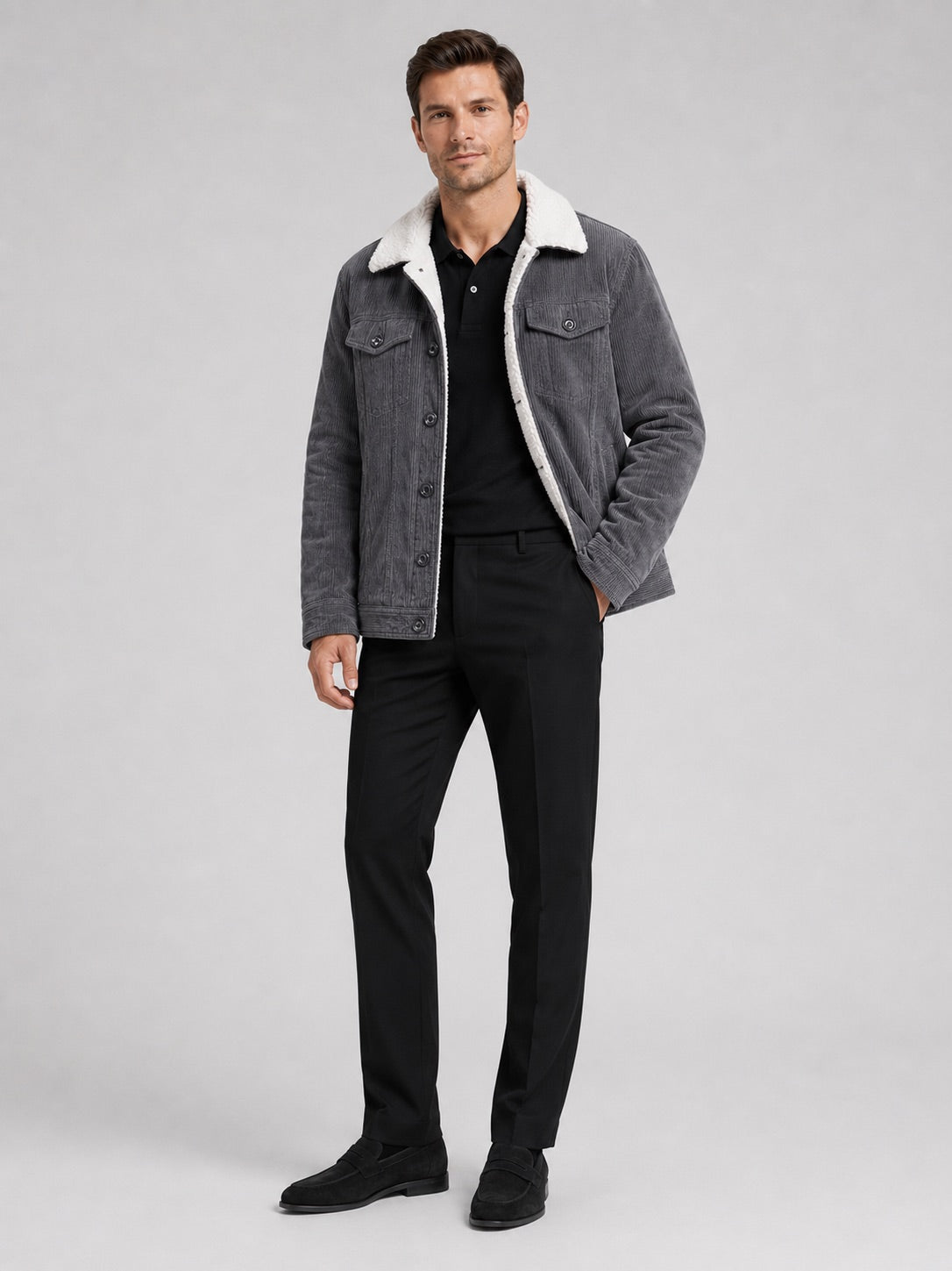 Men’s Corduroy Jacket Cotton Padded Warm Loose Fit Autumn Winter Casual Coat for Everyday and Outdoor Wear