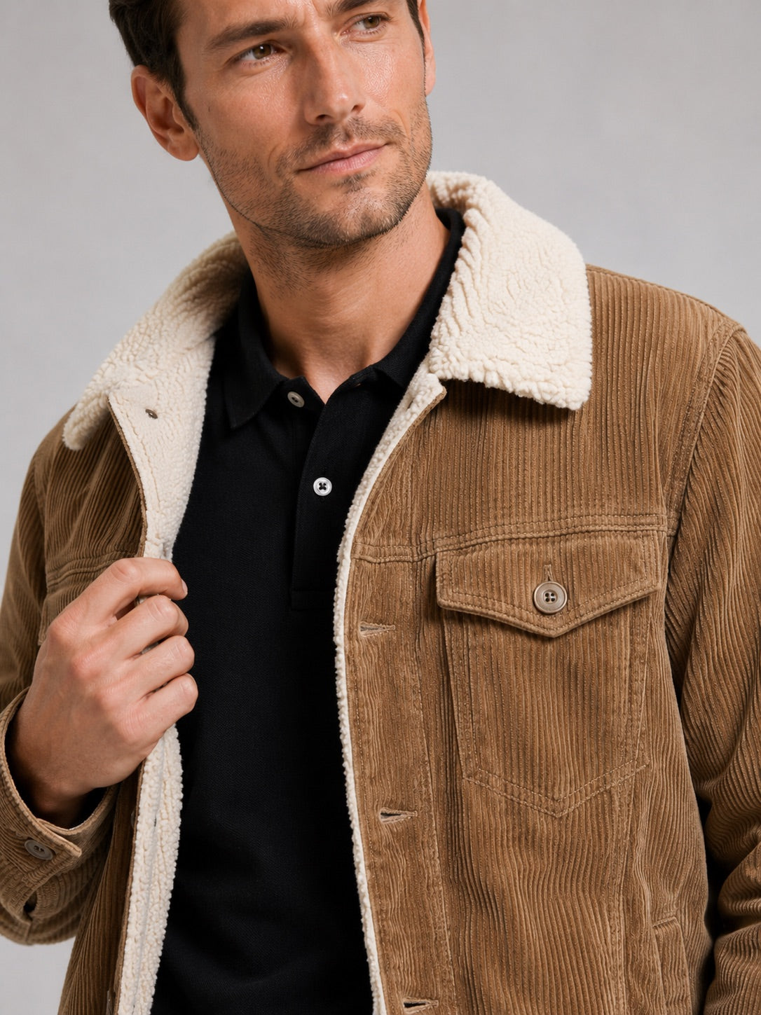 Men’s Corduroy Jacket Cotton Padded Warm Loose Fit Autumn Winter Casual Coat for Everyday and Outdoor Wear