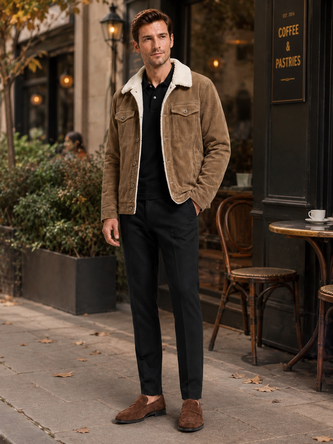 Men’s Corduroy Jacket Cotton Padded Warm Loose Fit Autumn Winter Casual Coat for Everyday and Outdoor Wear