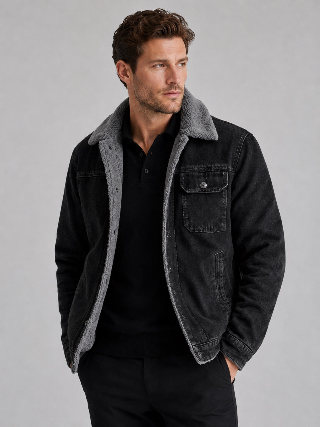 Men’s Fleece Lined Denim Jacket Thick Warm Winter Autumn Jacket for Outdoor and Everyday Wear