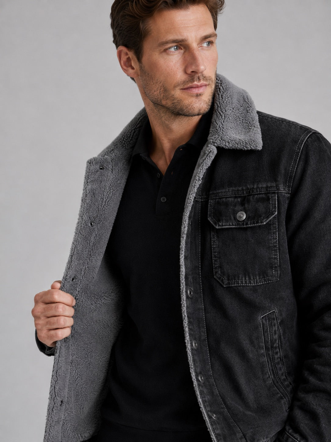 Men’s Fleece Lined Denim Jacket Thick Warm Winter Autumn Jacket for Outdoor and Everyday Wear