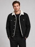 Men’s Fleece Lined Denim Jacket Turn-Down Collar Thick Warm Winter Autumn Jacket for Casual Outdoor and Everyday Wear