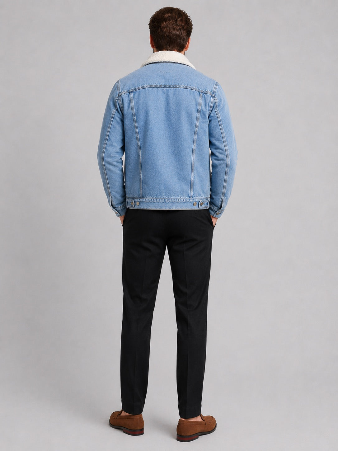 Men’s Fleece Lined Denim Jacket Turn-Down Collar Thick Warm Winter Autumn Jacket for Casual Outdoor and Everyday Wear