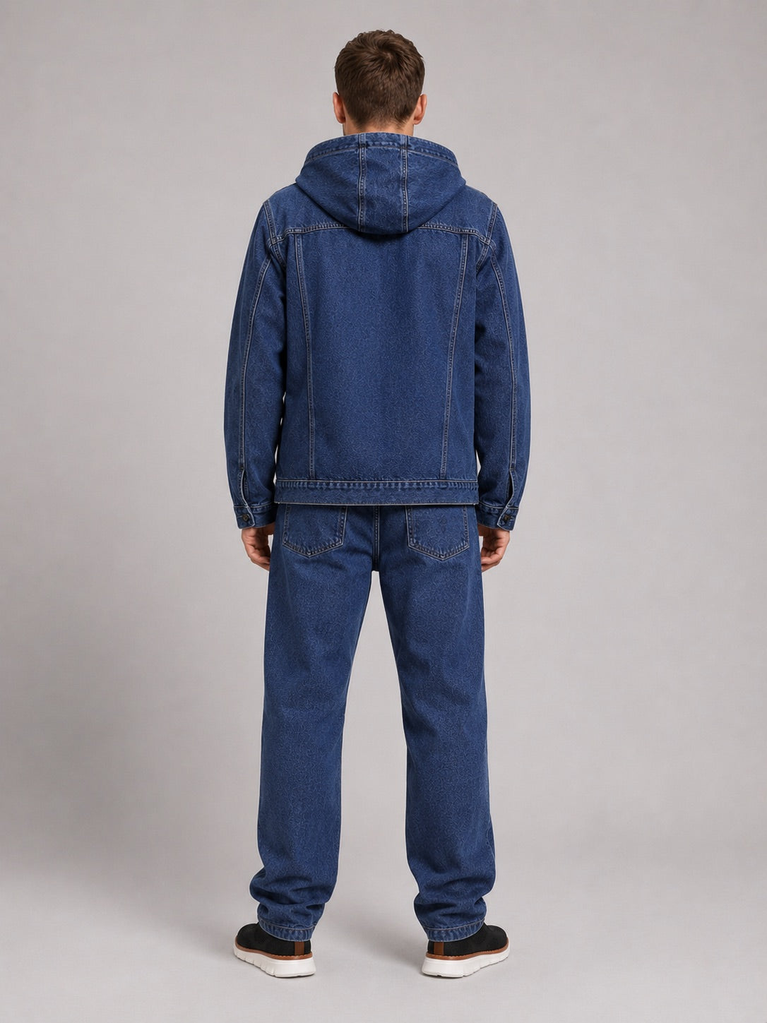 Men’s Hooded Denim Jacket Windproof Large Pocket Autumn Jacket for Streetwear and Everyday Wear