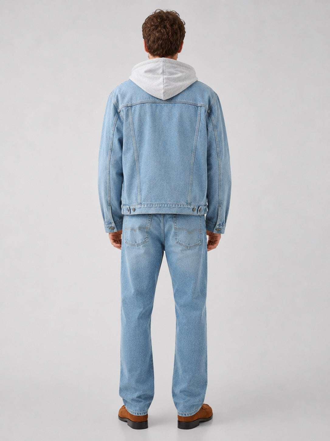 Men’s Hooded Denim Jacket Detachable Hood Loose Fit Winter Autumn Jacket for Streetwear and Everyday Wear