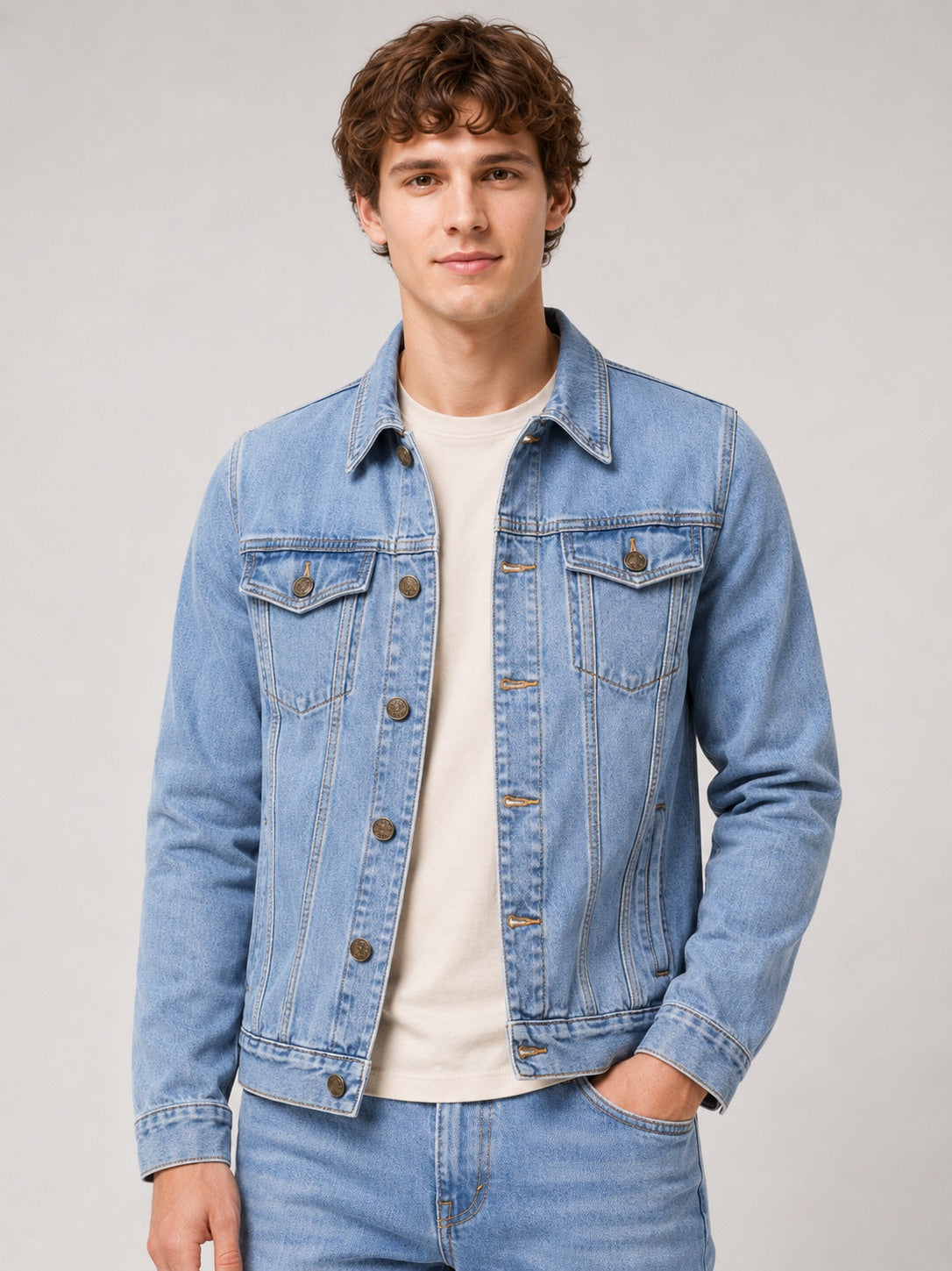 Men’s Denim Jacket Slim Fit Cotton Vintage Autumn Jacket for Everyday and Streetwear Wear
