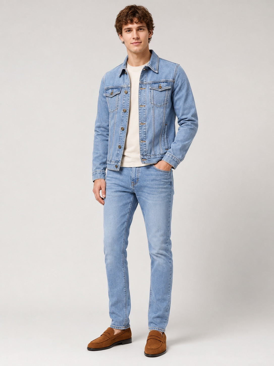 Men’s Denim Jacket Slim Fit Cotton Vintage Autumn Jacket for Everyday and Streetwear Wear