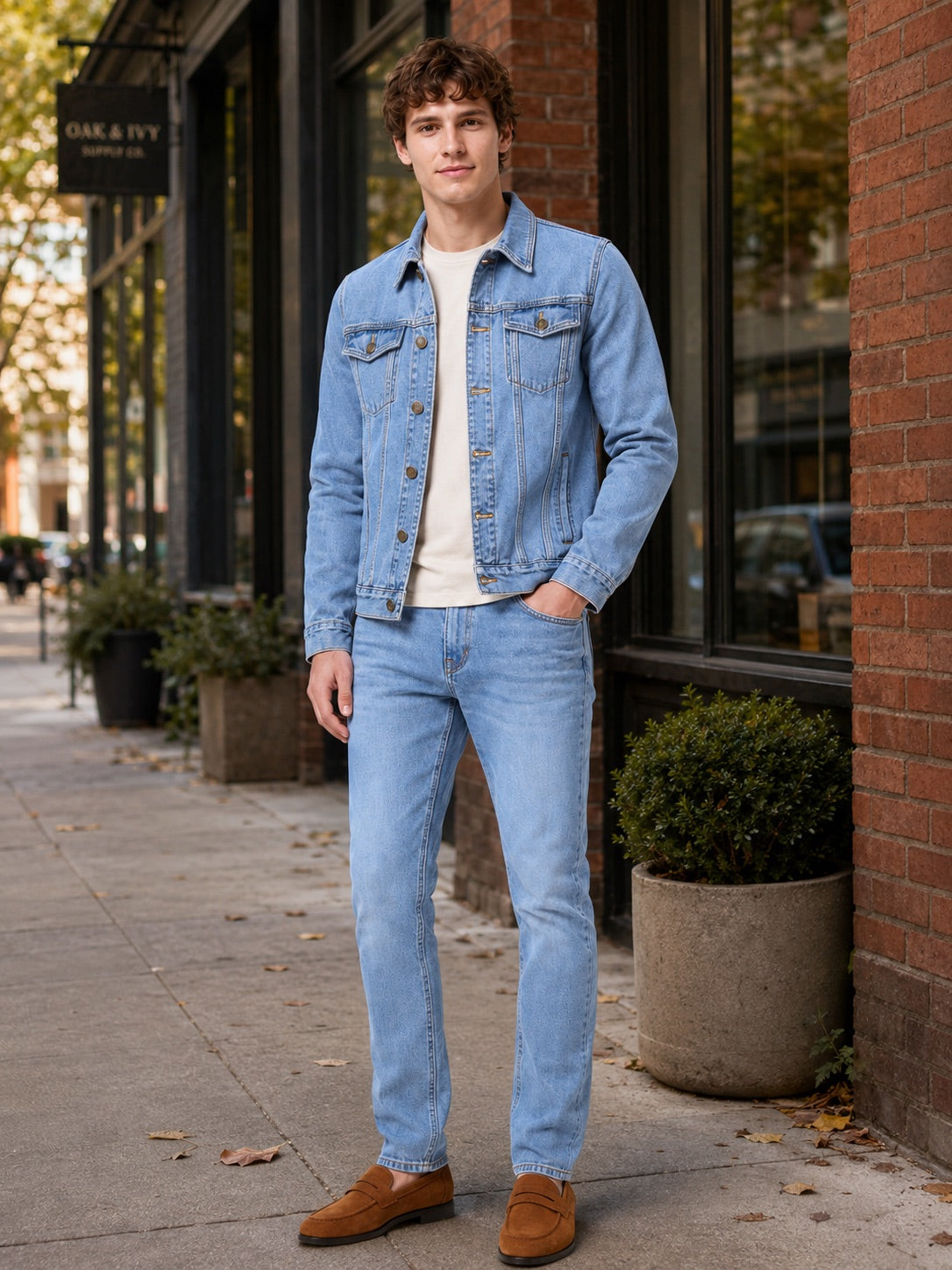 Men’s Denim Jacket Slim Fit Cotton Vintage Autumn Jacket for Everyday and Streetwear Wear