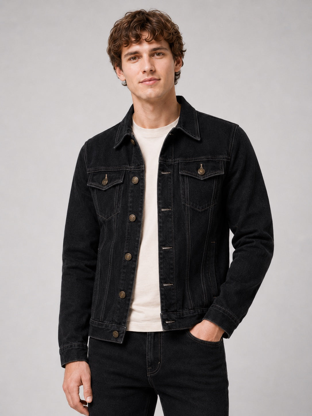 Men’s Denim Jacket Slim Fit Cotton Vintage Autumn Jacket for Everyday and Streetwear Wear
